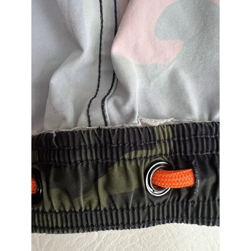 Psycho Bunny Boys XL 18-20 Swim Trunks Orange Camo Shorts Liner Cut Out Read *